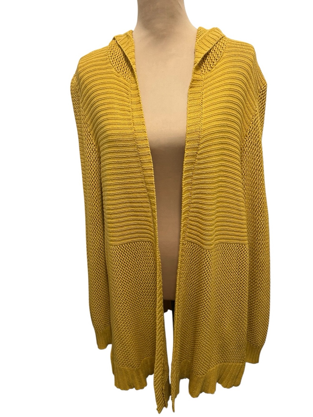 Marled Reunited Clothing Women’s Plus Size 1X Hooded Cardigan Open Front Yellow